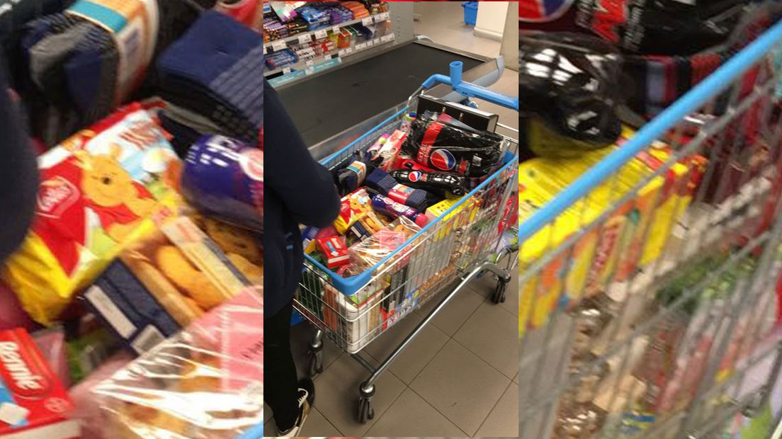 Boodschappen kar vol gestolen spullen