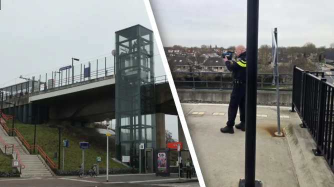 De politie controleert de snelheid van treinen bij Sliedrecht
