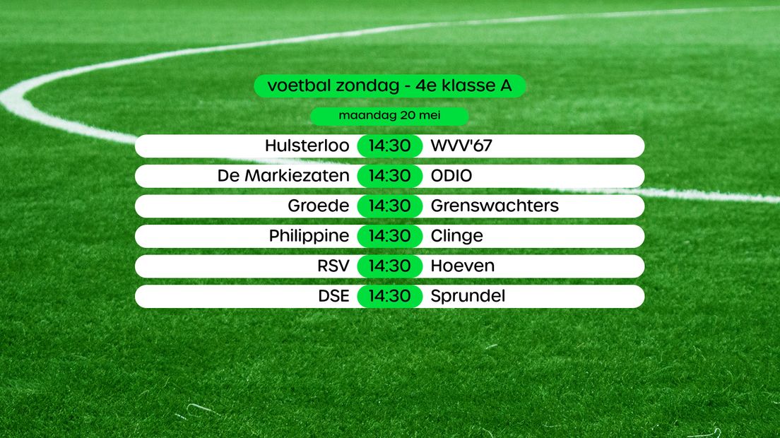 Programma 4e klasse A zondag, swipe voor stand