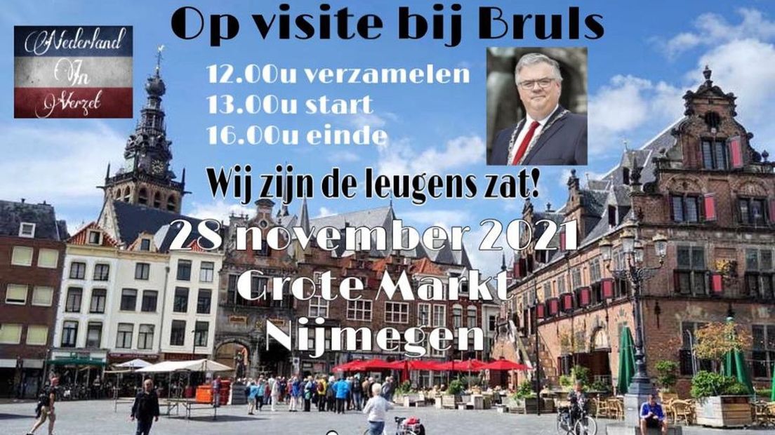 Poster met de aankondiging van de demonstratie op 28 november.
