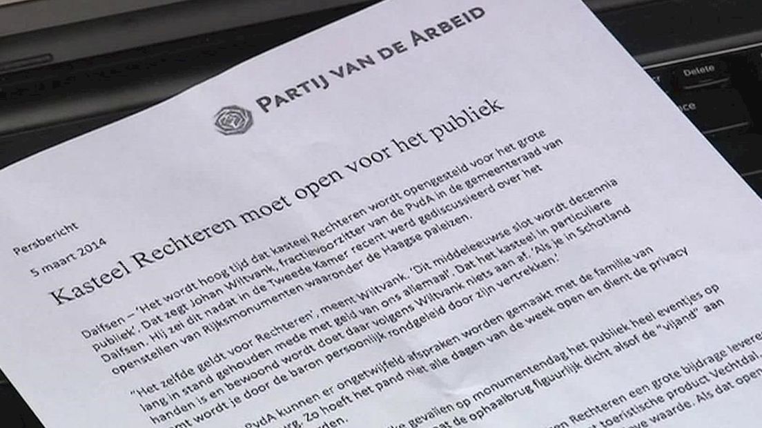 Brief van de PvdA