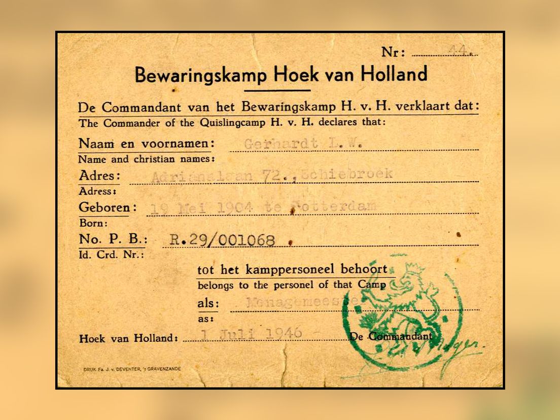 bewijs kamp Hoek van Holland