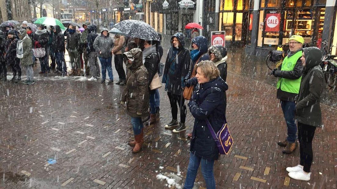 Leerkrachten staakten in december ook, hier bij het Ei van Ko in Enschede