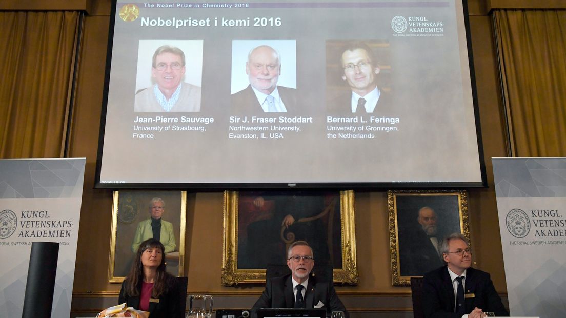 Het Nobelcomité maakt de winnaars bekend (Rechten: EPA / Henrik Montgomery)