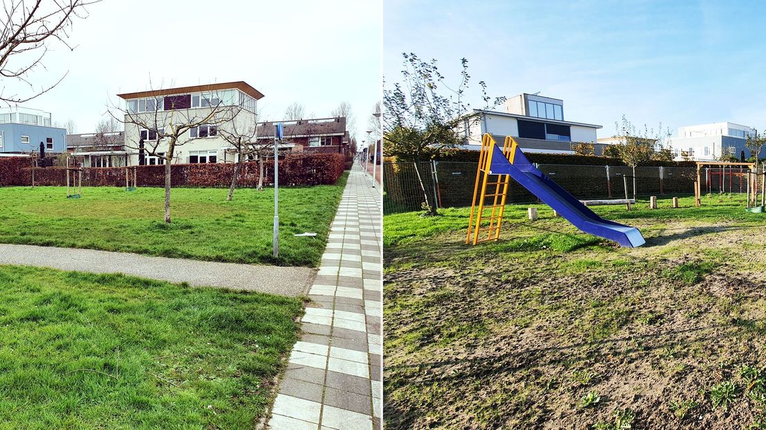 Speelplek Bellefleurpad voor en na de vernieuwing