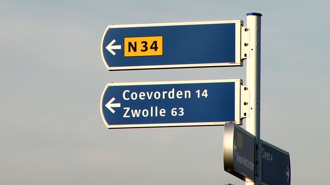 De provincie vindt het deels verdubbelen van de N34 het beste idee (Rechten: RTV Drenthe)