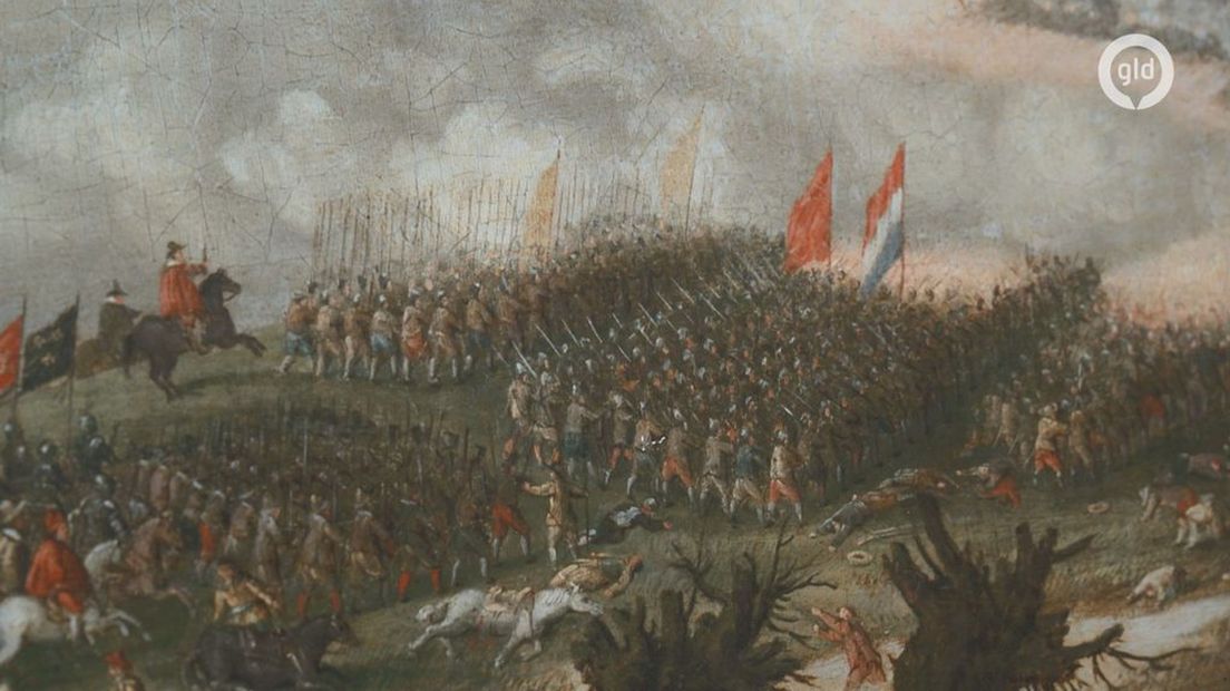 Detail van het schilderij - de Staatse troepen belegeren de Schenkenschans