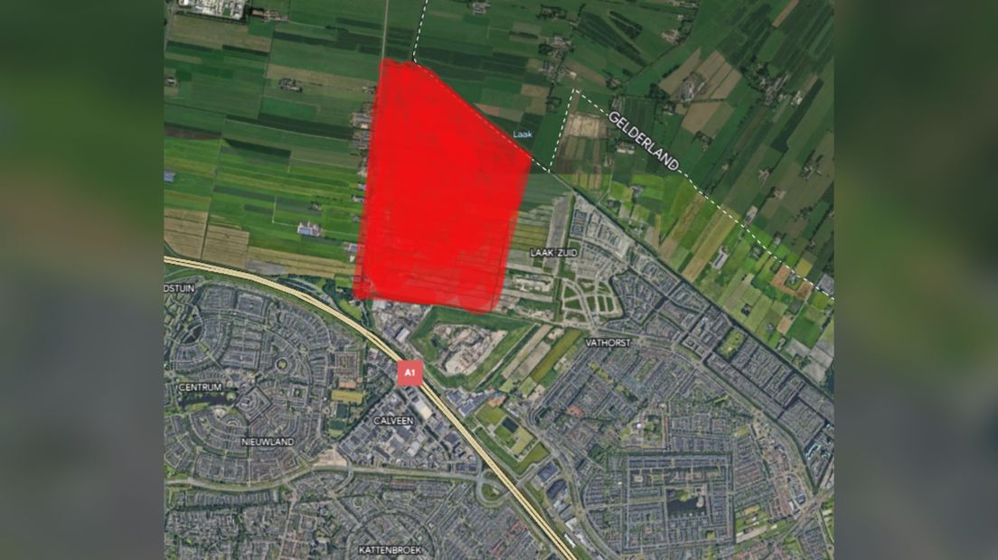 In het rood is het gebied aangegeven waar Vathorst Bovenduist moet komen.