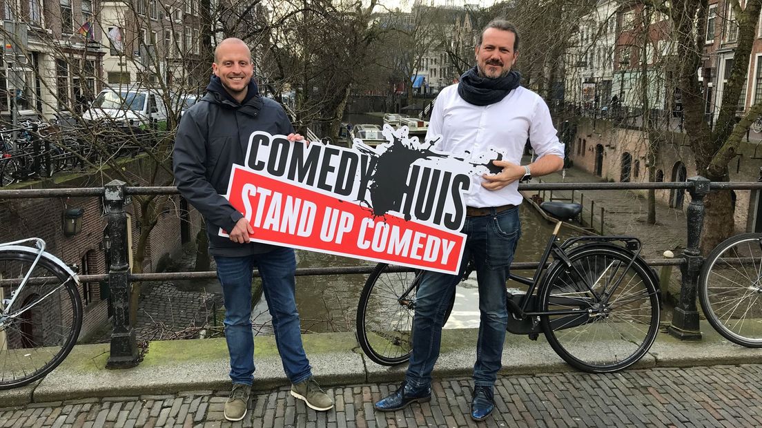 Jeroen Pater (oprichter van het Comedyhuis in Utrecht) en Jeroen Jonker (finalist Comedy Award)
