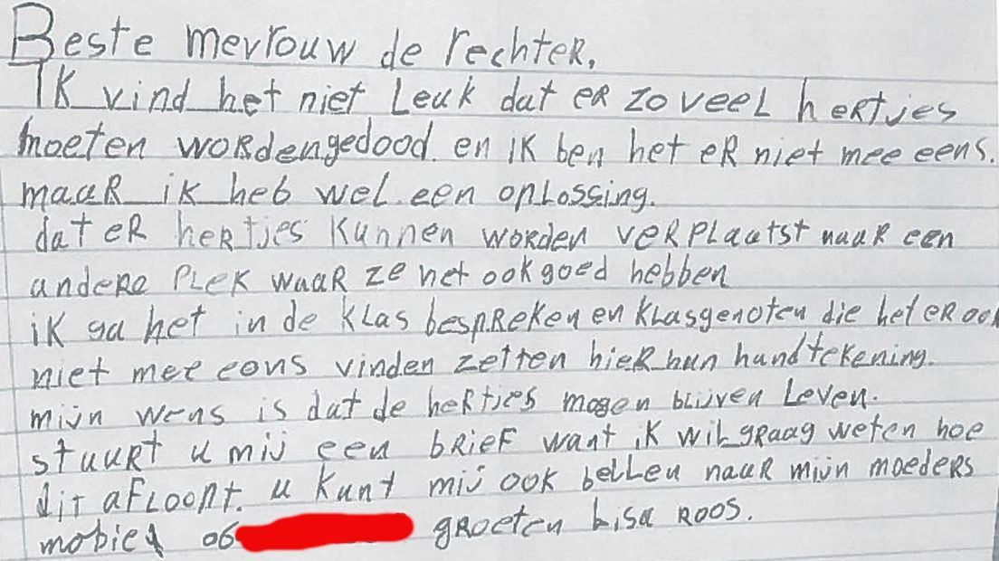 Deze brief schreef de 8-jarige Lisa aan de rechter.