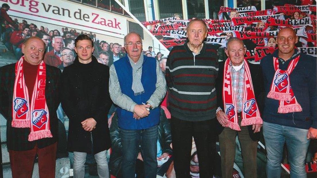 Jan van de Wint (vierde van links) in 2018 in een FC Utrecht-skybox