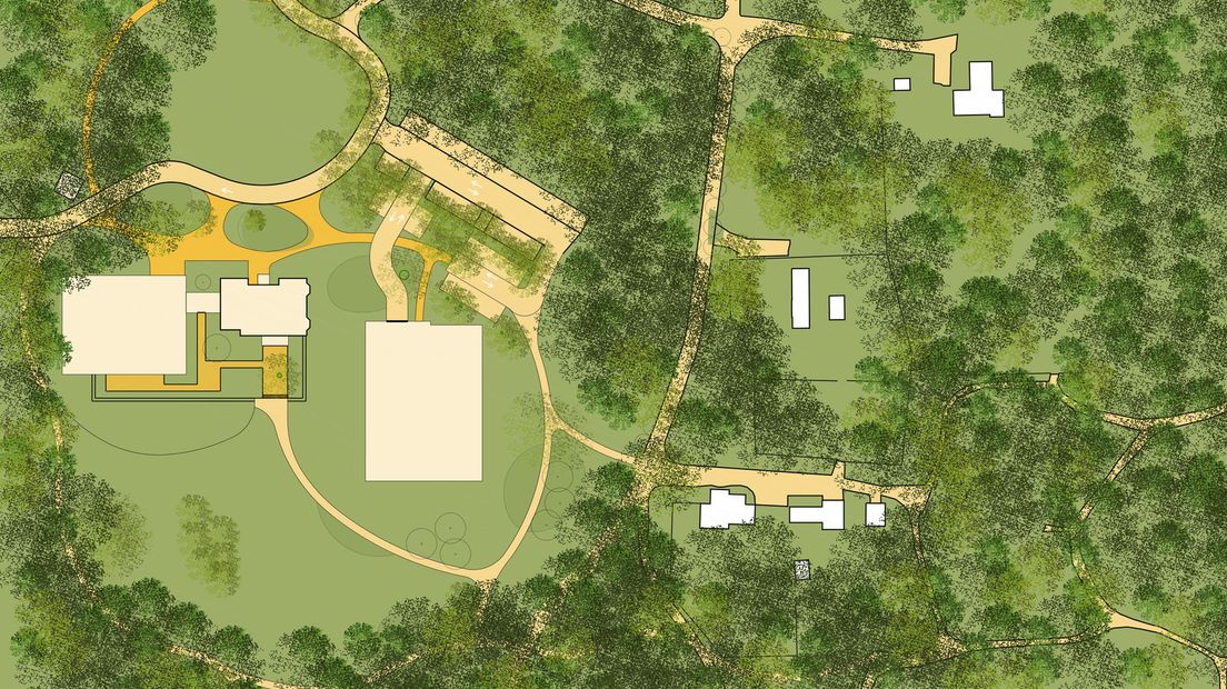 De plattegrond van het landgoed.