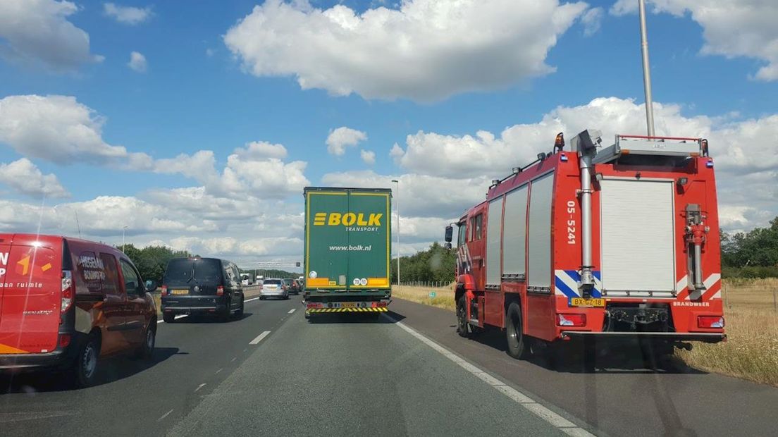 File op de A1 van Deventer richting Hengelo door ongeval