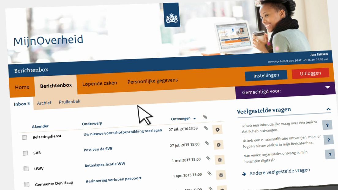 De berichtenbox op MijnOverheid.nl