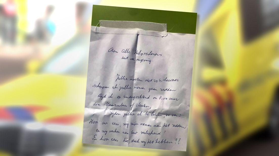 De opmerkelijke brief die hulpverleners van een anonieme zender ontvingen