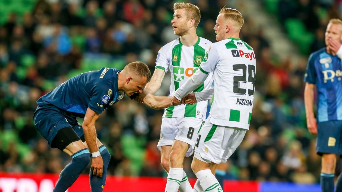 Het jubileumshirt waarin FC Groningen afgelopen seizoen beëindigde