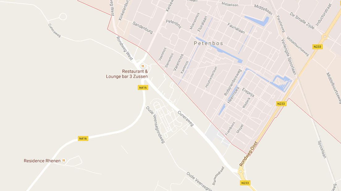 Ook op Google Maps is te zien dat een deel van de wijk buiten Veenendaal valt.