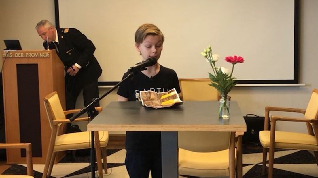 Lars tijdens zijn speech.
