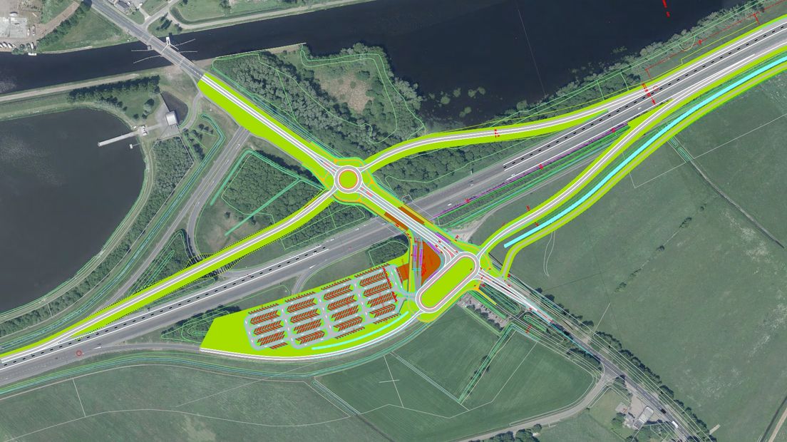 Het transferium moet in de oksel komen van de A28 en de afrit Eelde/De Punt