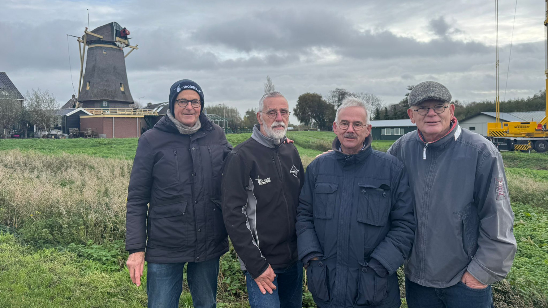 De vier molenaars: Dirk Pereboom, Dick Steeneveld, Cock Weerheim en Albert van der Steen