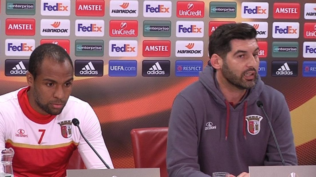 Braga-speler Wilson Eduardo en trainer Paulo Fonseca.