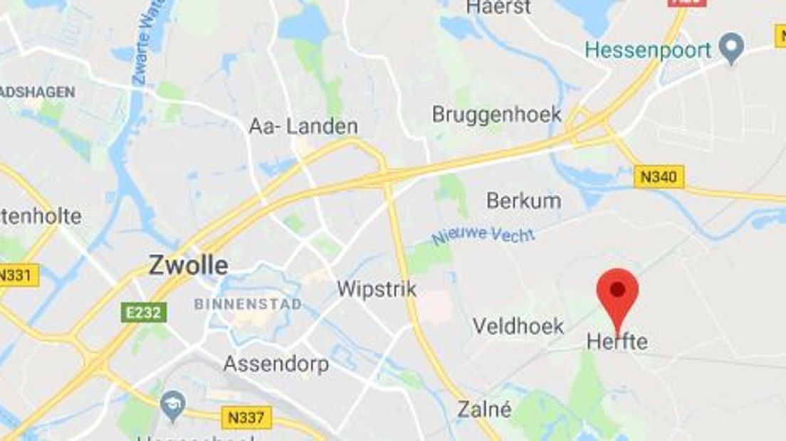 Spoorsplitsing Hefte, nabij Zwolle (Rechten: Google Maps)