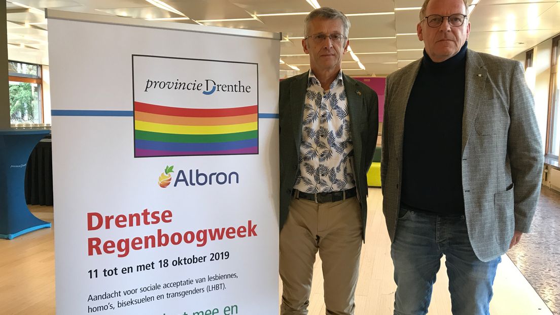 Henk Nijmeijer en Hendrikus Velzing verschillen van mening over de Regenboogweek (Rechten: RTV Drenthe/Serge Vinkenvleugel)