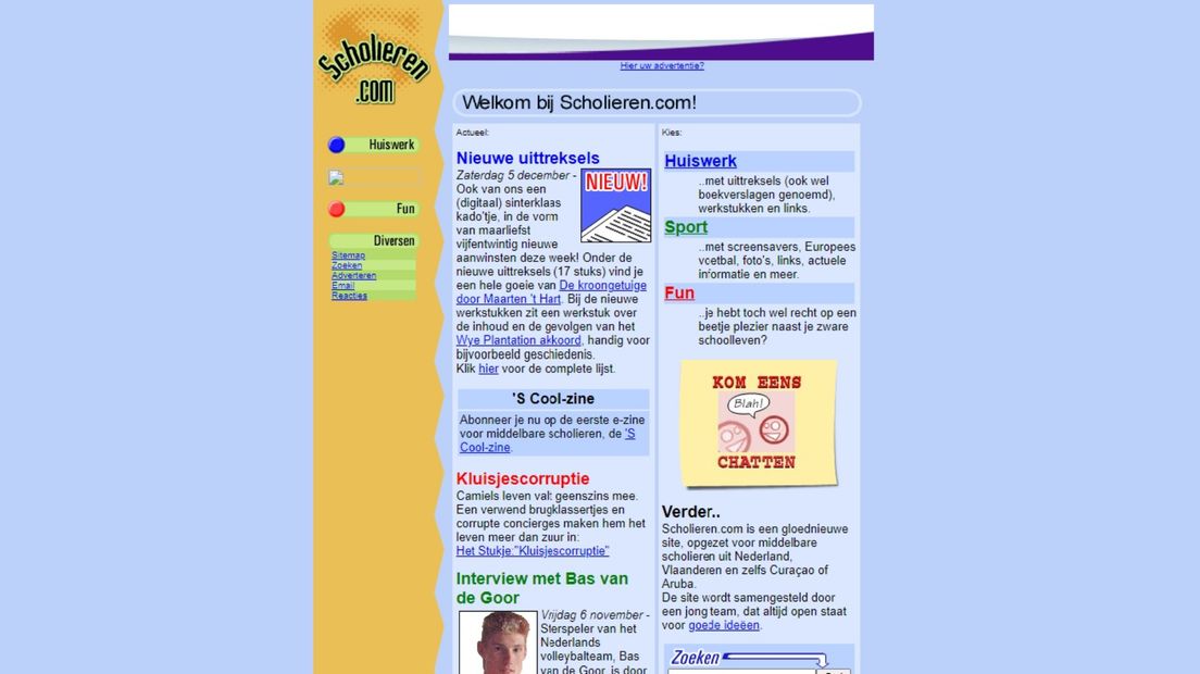 De website in 1998.