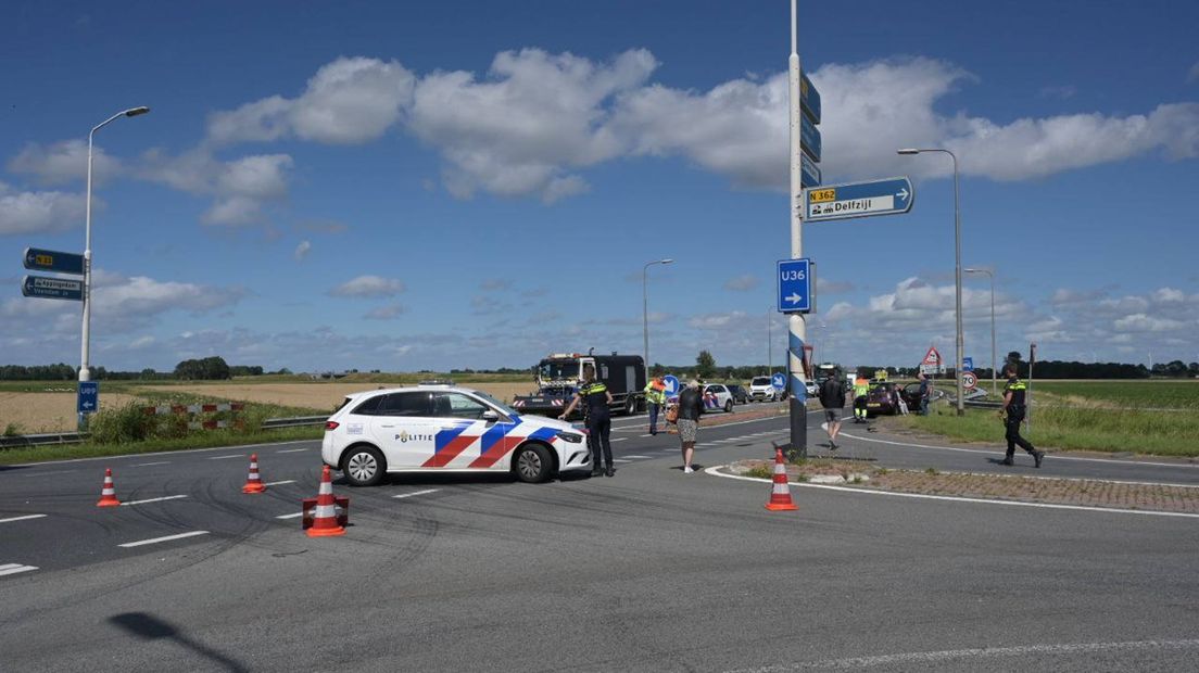 Politie op de plaats van het ongeval bij Appingedam