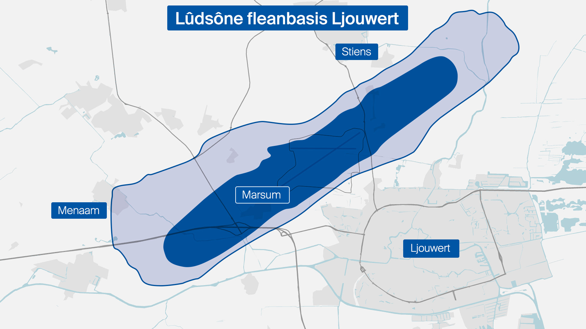 De lûdsône no en mooglik yn de takomst om de fleanbasis hinne