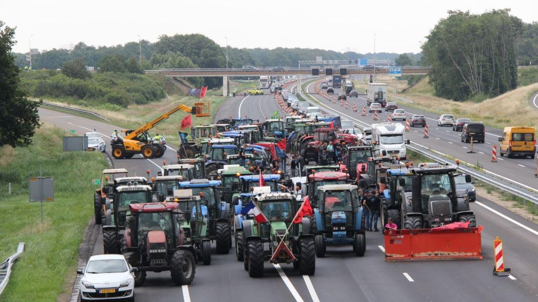 De blokkade op de A1.