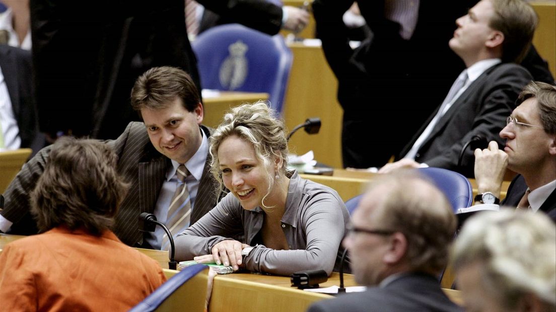 Een Overijsselse driehoek bij het CDA in 2008: Sabine Uitslag met Eddy van Hijum en (rechtsboven) Pieter Omtzigt