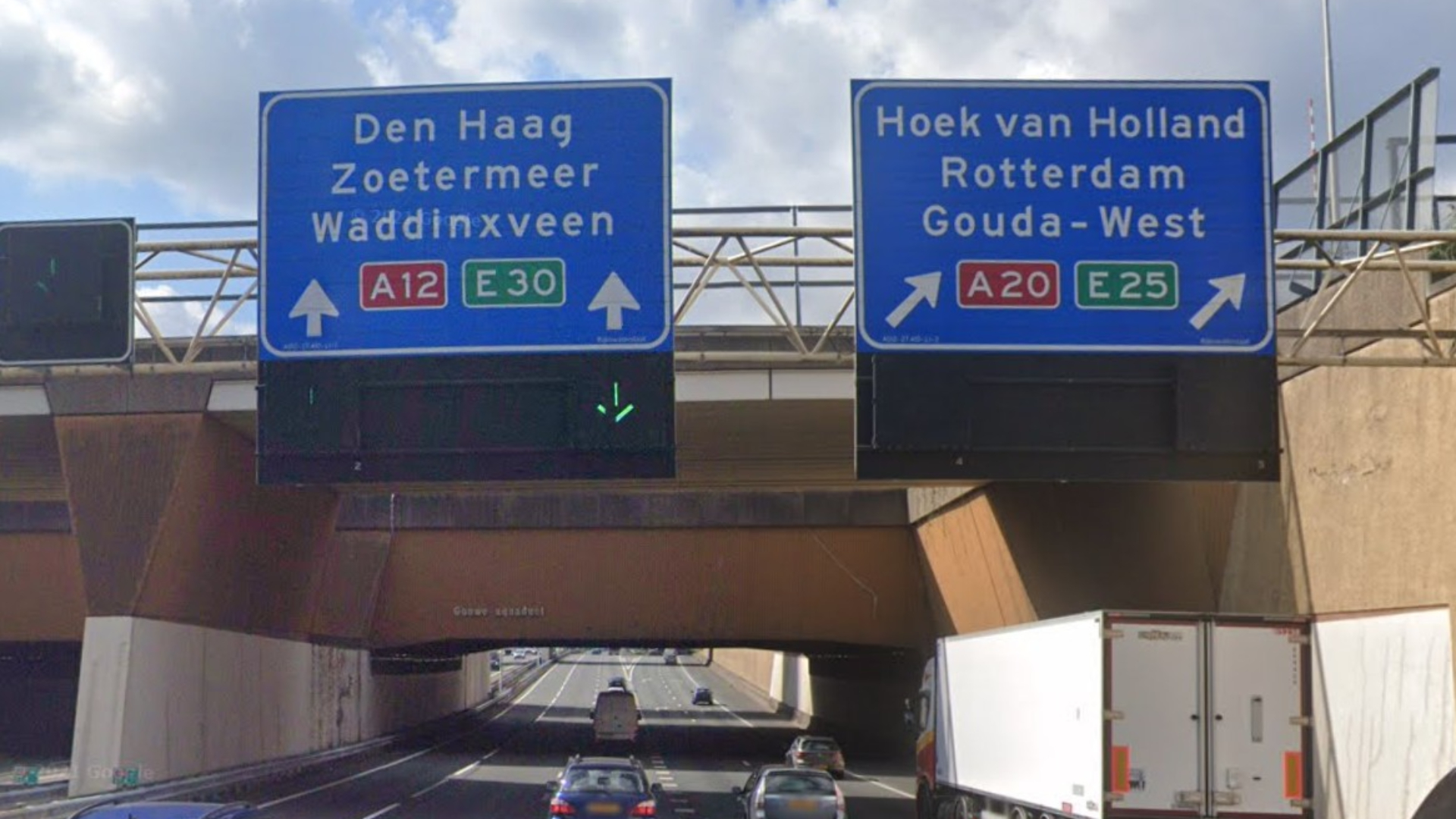Vanaf vrijdagavond kun je van dit punt bij Gouda niet richting Rotterdam.