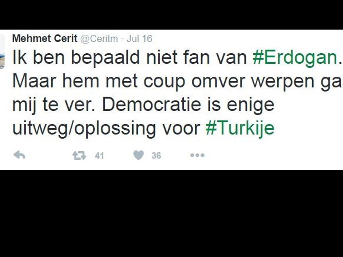 Hoofdredacteur Mehmet Cerit nam in een tweet afstand van de staatsgreep. Toch wordt hij bedreigd.