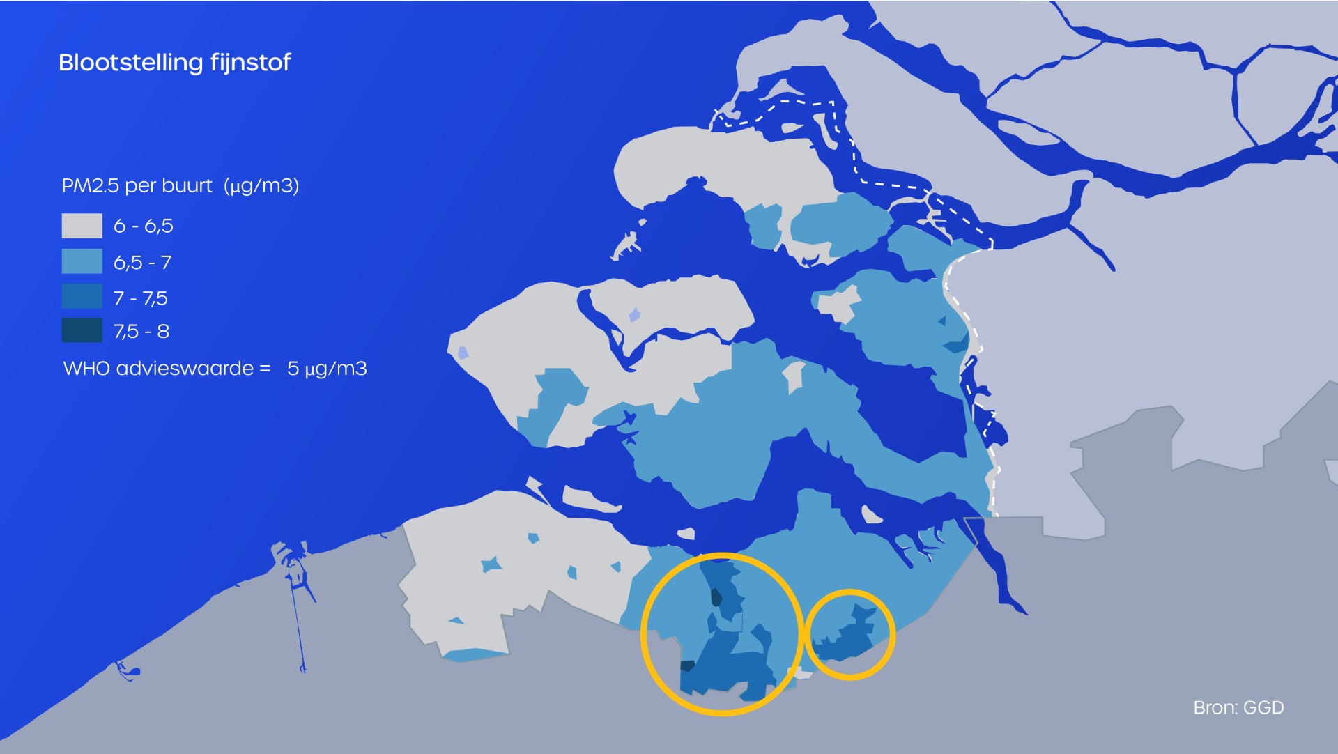 Vooral in de gemeenten Terneuzen en Hulst hoge concentraties fijnstof