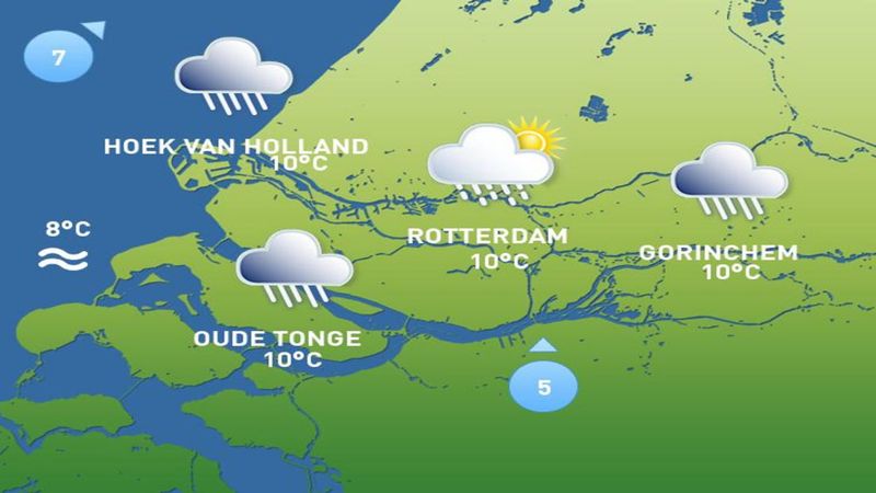 Het weer van vandaag: buien en wind - Rijnmond