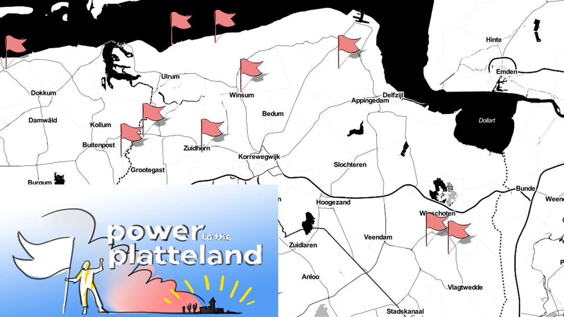 Een kaartje met de Groningse genomineerden