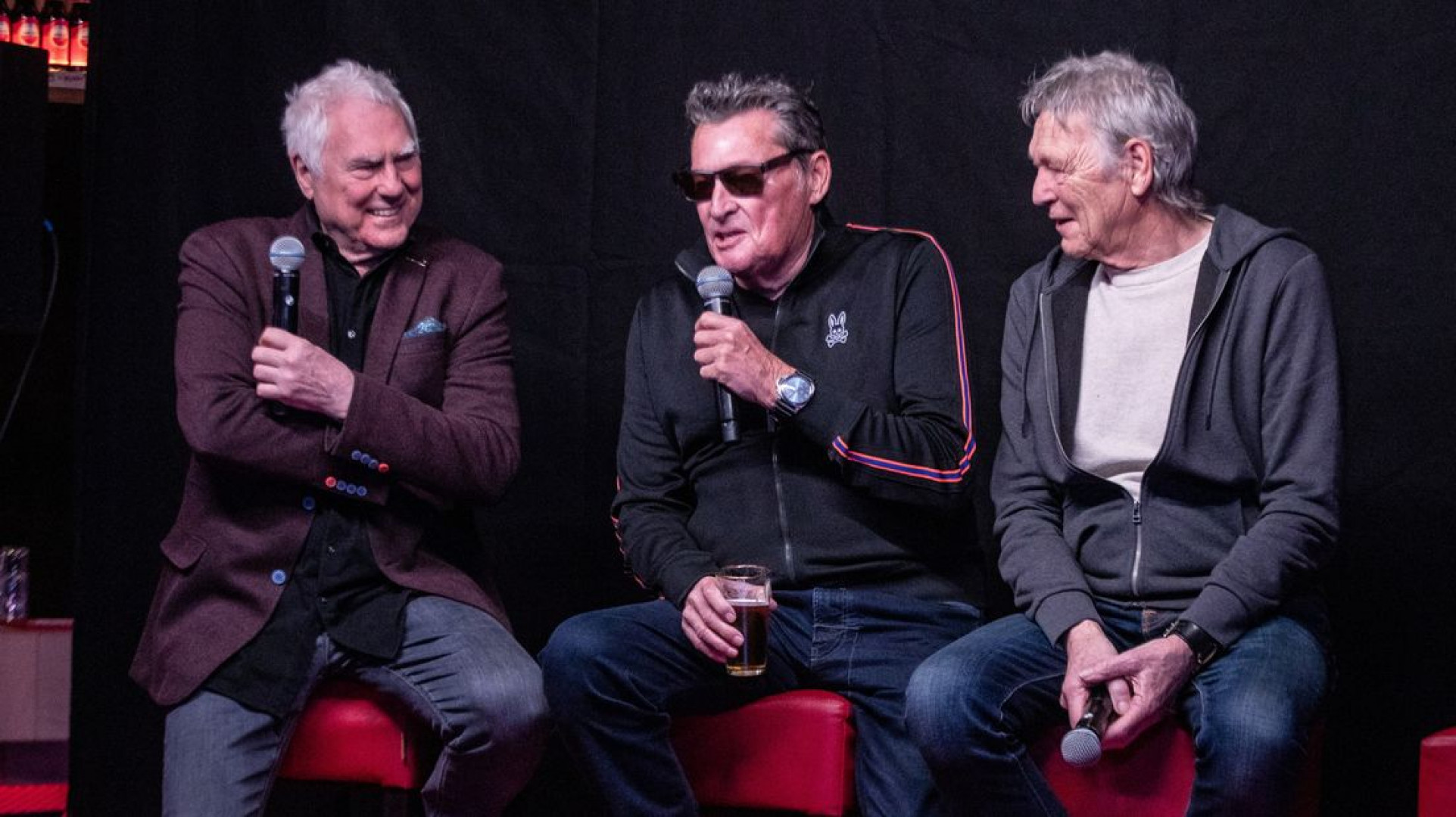 Cesar Zuiderwijk, Barry Hay en Rinus Gerritsen van de Golden Earring