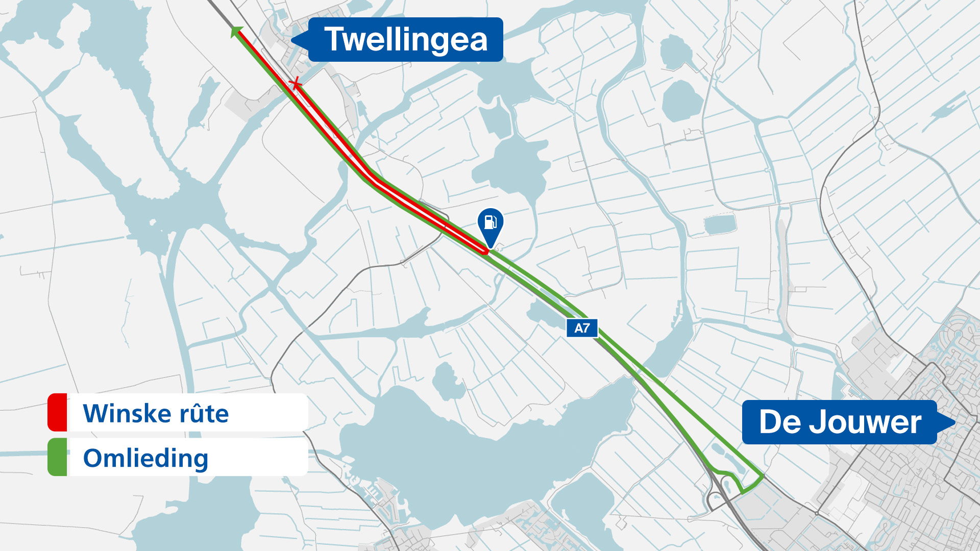 Het doorsteken bij het benzinestation is een stuk korter