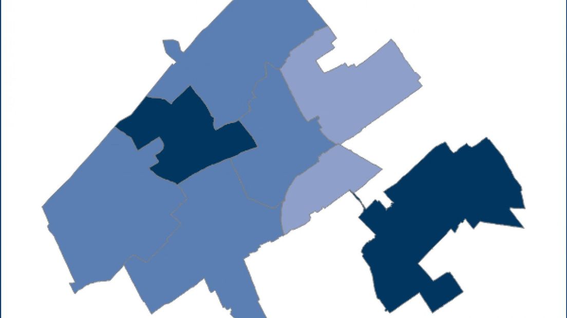 Coronabesmettingen in de stadsdelen.