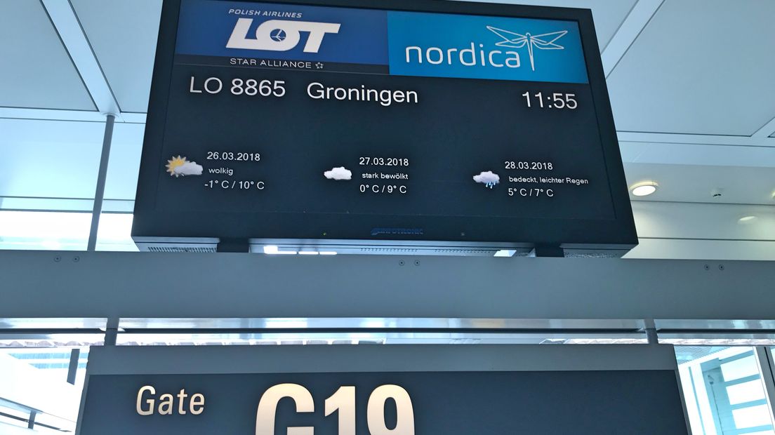 Hoe lang staat Groningen Airport Eelde nog op de borden in München en Kopenhagen? (foto Andries Ophof)