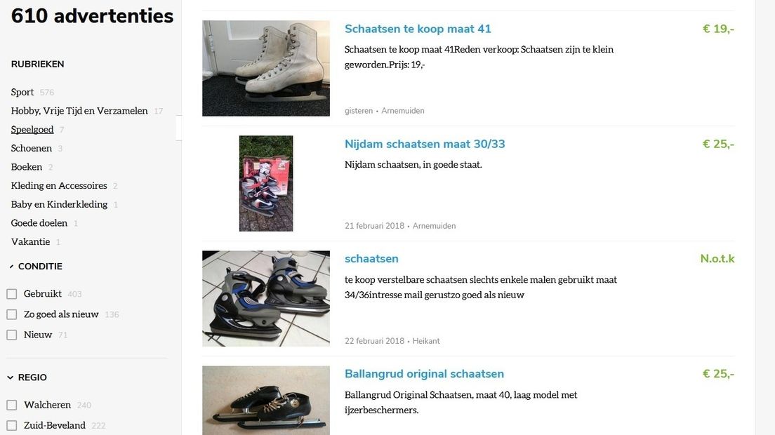 Dit jaar werden veel schaatsen verkocht, toen het ineens winter werd