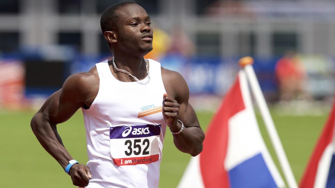 Solomon Bockarie op het NK Atletiek in Amsterdam.