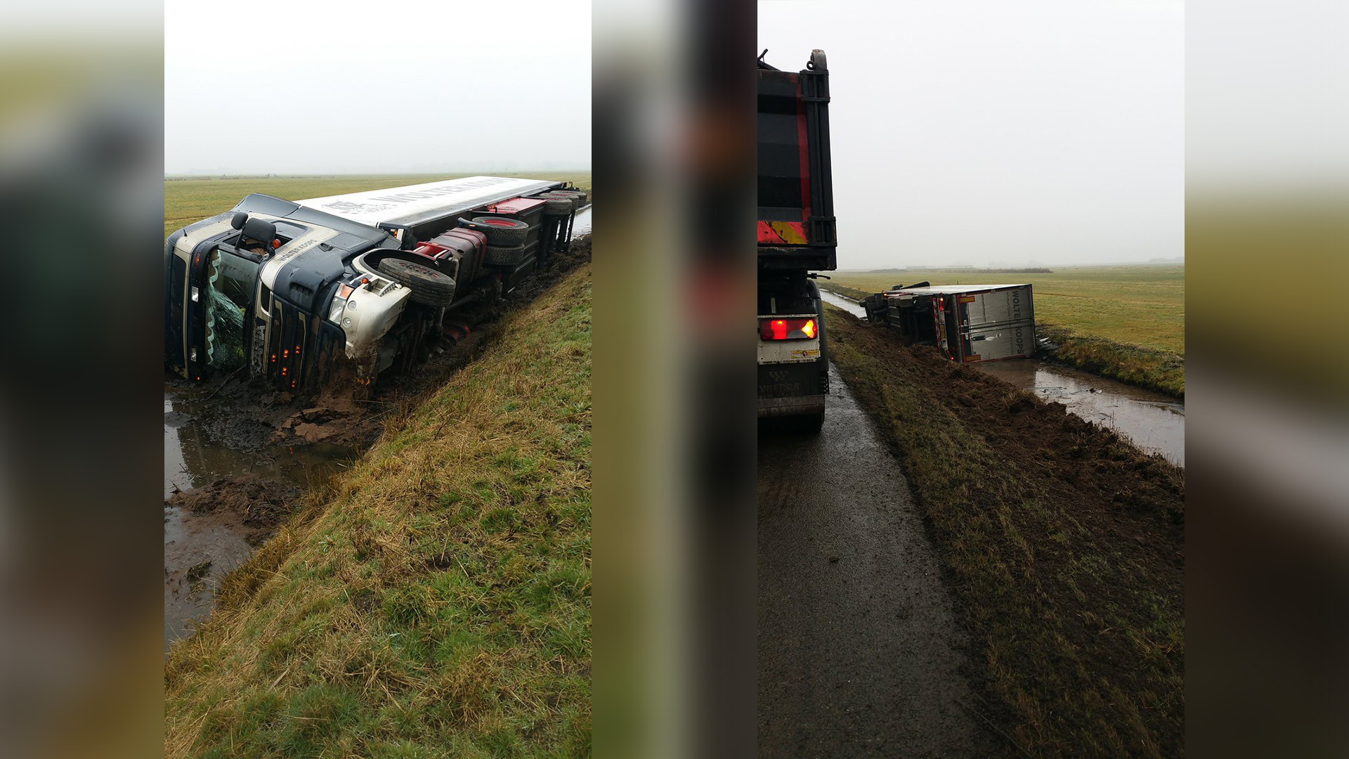 Vrachtwagen Kantelt En Belandt In Sloot Naast De N359 - Omrop Fryslân