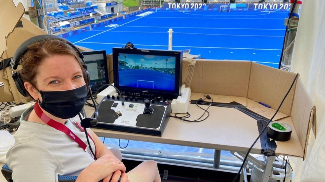 De werkplek van Dorine Lenssen op de Olympische Spelen in Tokio.