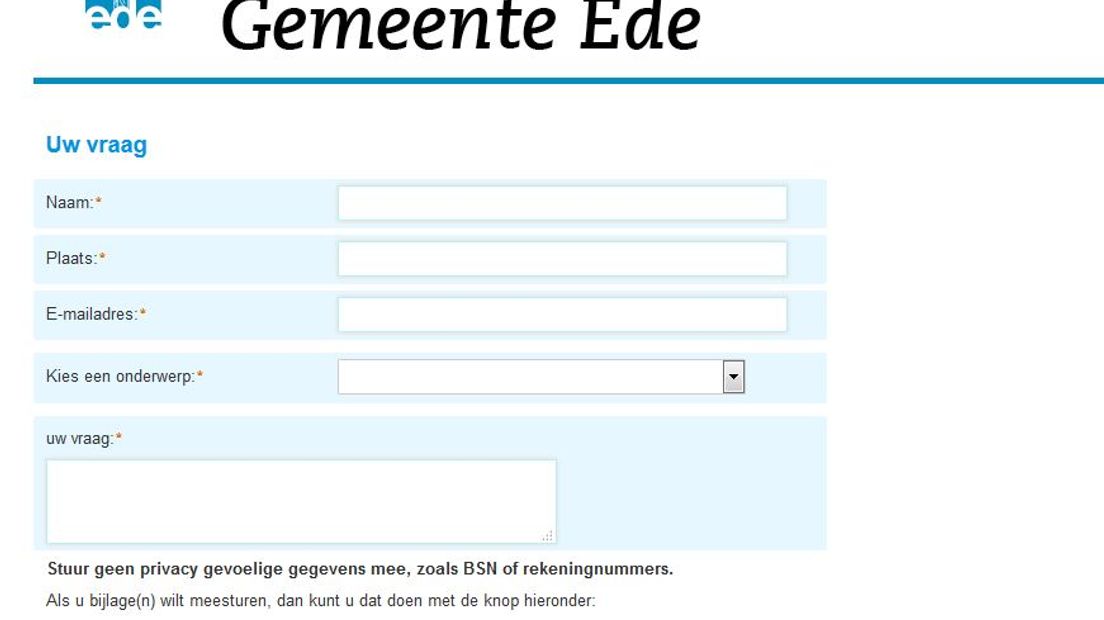 Screenshot website gemeente Ede
