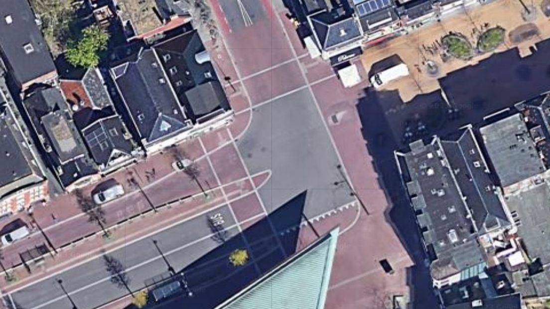 Kruising Aweg - Westersingel van bovenaf