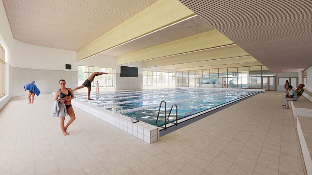 Nieuw zwembad wordt gebouwd: twee baden en glijbaan