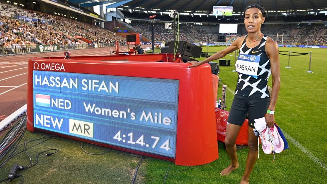 Sifan Hassan na afloop van haar race.