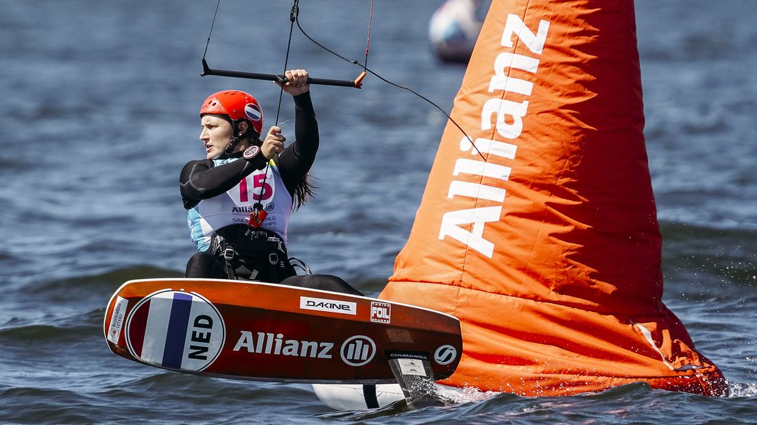 Annelous Lammerts in actie tijdens het WK in Scheveningen